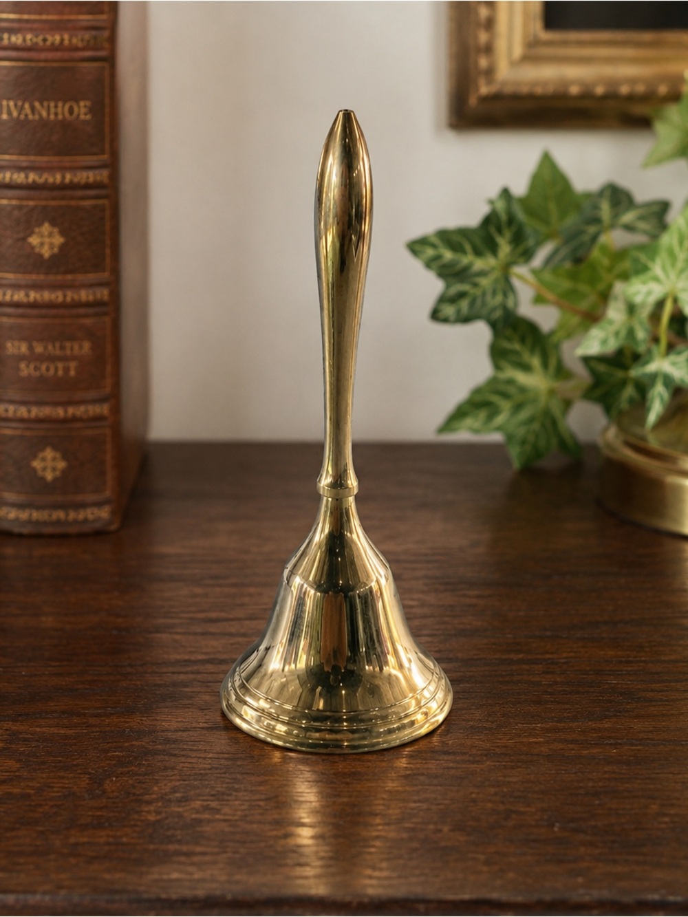 Solid Brass Hand Bell 8” Desk Counter Teacher Service Bell India Traditional